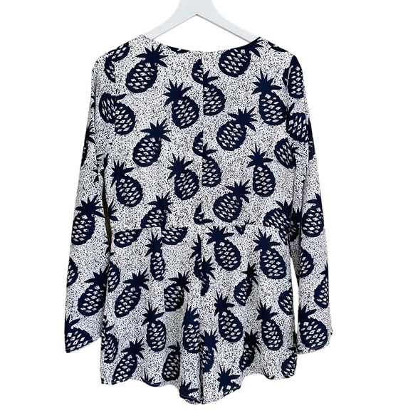 Lucca Pineapple Long Minimal Bell Sleeve Tie Neck Short Romper Size Large - Picture 7 of 10
